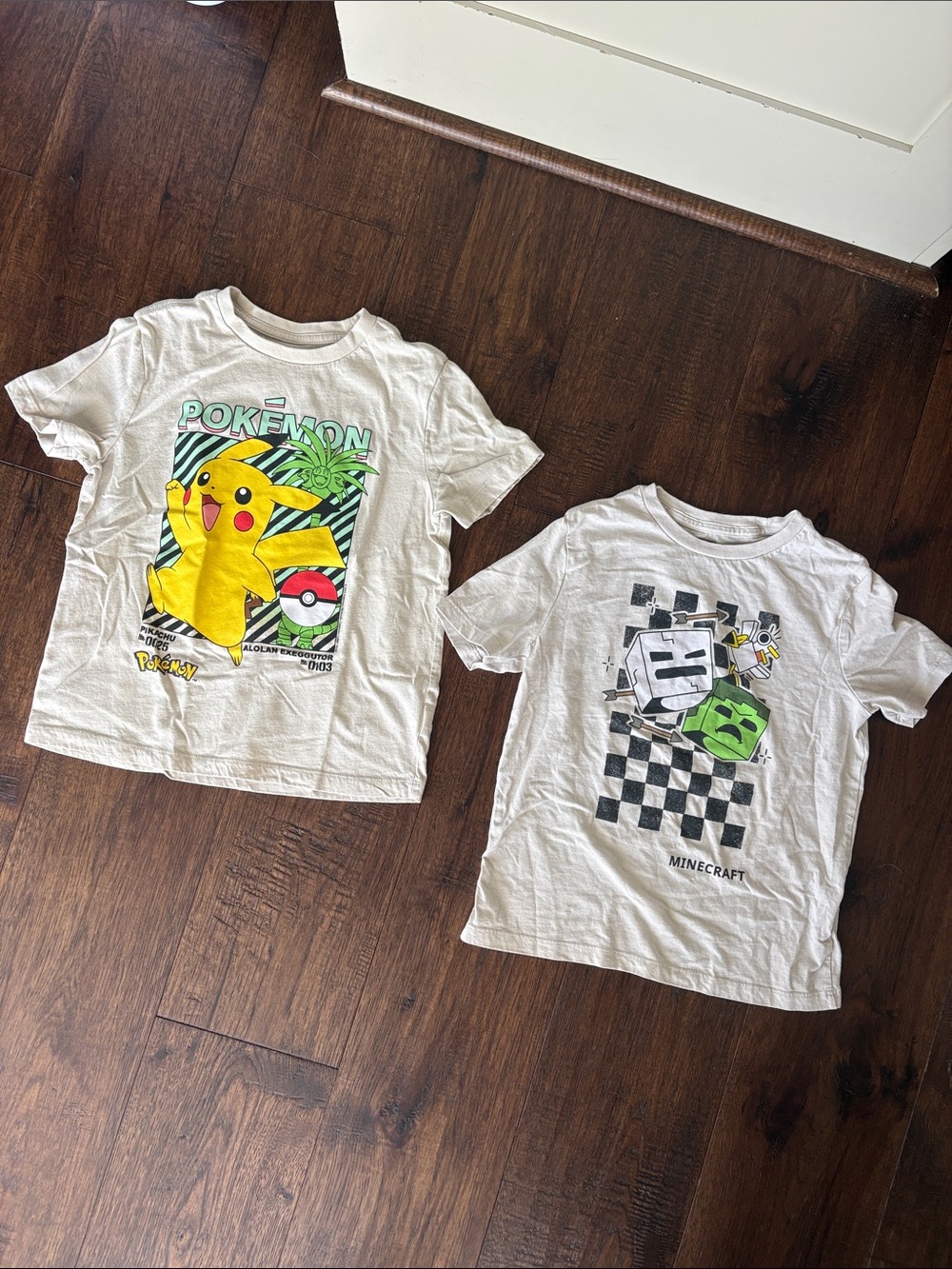Two Old Navy Kids Graphic Tees - Pokémon Pikachu & Minecraft - Size 8 (M)